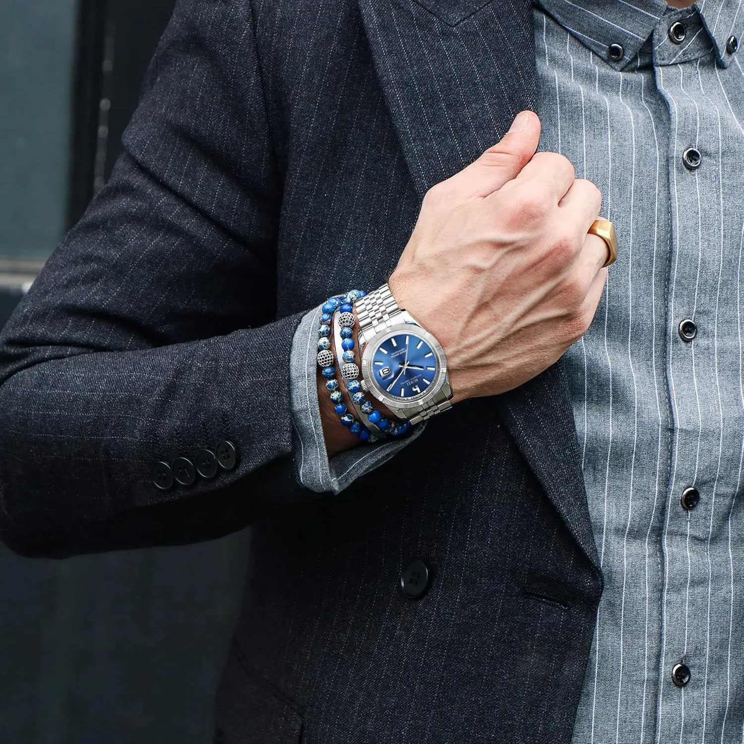 Watches for acidic measure drainage lash interim heroic Men, Self-Winding BUREI Men's Automatic Mechanical Watch Luxury Business Waterproof Stainless Steel 