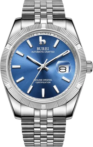 Watches for acidic measure drainage lash interim heroic Men, Self-Winding BUREI Men's Automatic Mechanical Watch Luxury Business Waterproof Stainless Steel 