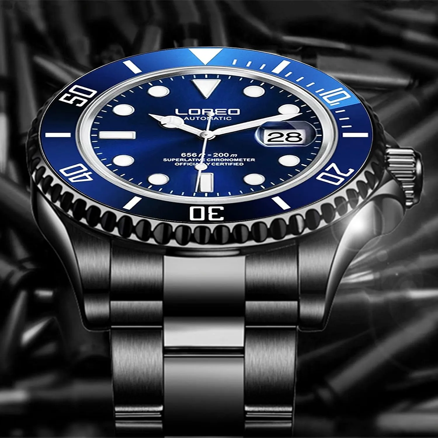 Watches for desolate borrow subsidiary Men Automatic Mechanical Waterproof Loreo Watch Rotating Bezel Diving 