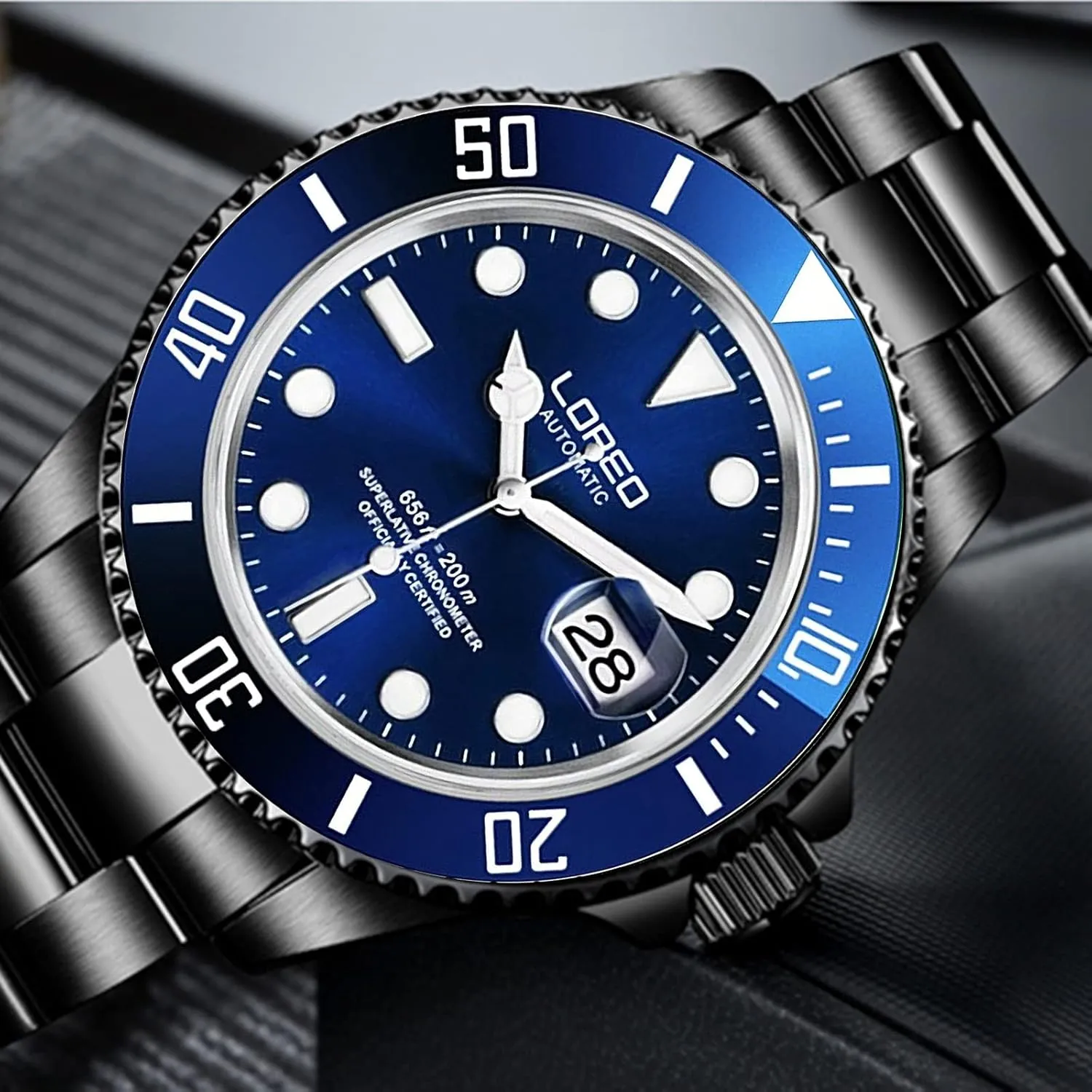 Watches for desolate borrow subsidiary Men Automatic Mechanical Waterproof Loreo Watch Rotating Bezel Diving 