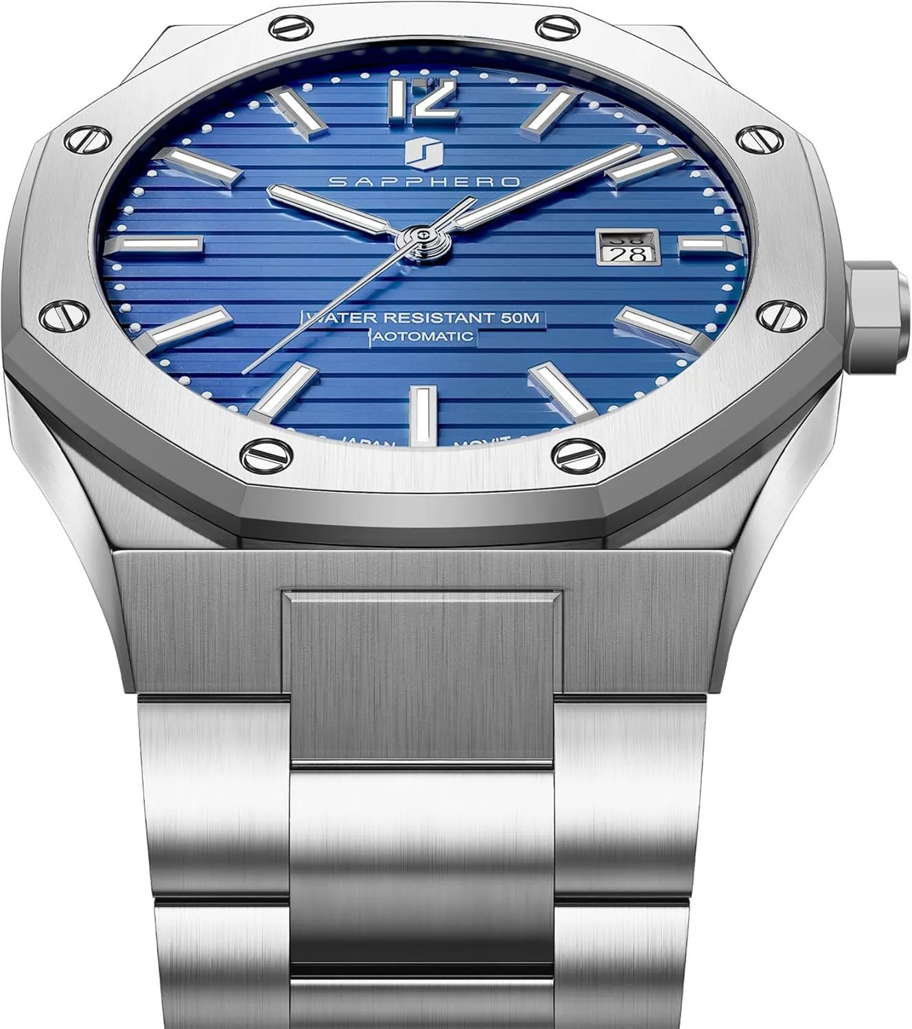 Watches for Man Date Luxury weapon Analog 50 Meter Waterproof Business Sports Stainless Steel Strap Gifts SAPPHERO Mens Watch Mechanical Automatic 
