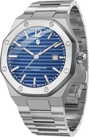 Watches for Man Date Luxury weapon Analog 50 Meter Waterproof Business Sports Stainless Steel Strap Gifts SAPPHERO Mens Watch Mechanical Automatic 