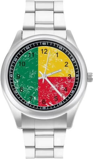 Watches for Men Classic Business Dress Watch Big Face for Work Gym Benin Vintage Flag Casual tropic tenuous Wrist 