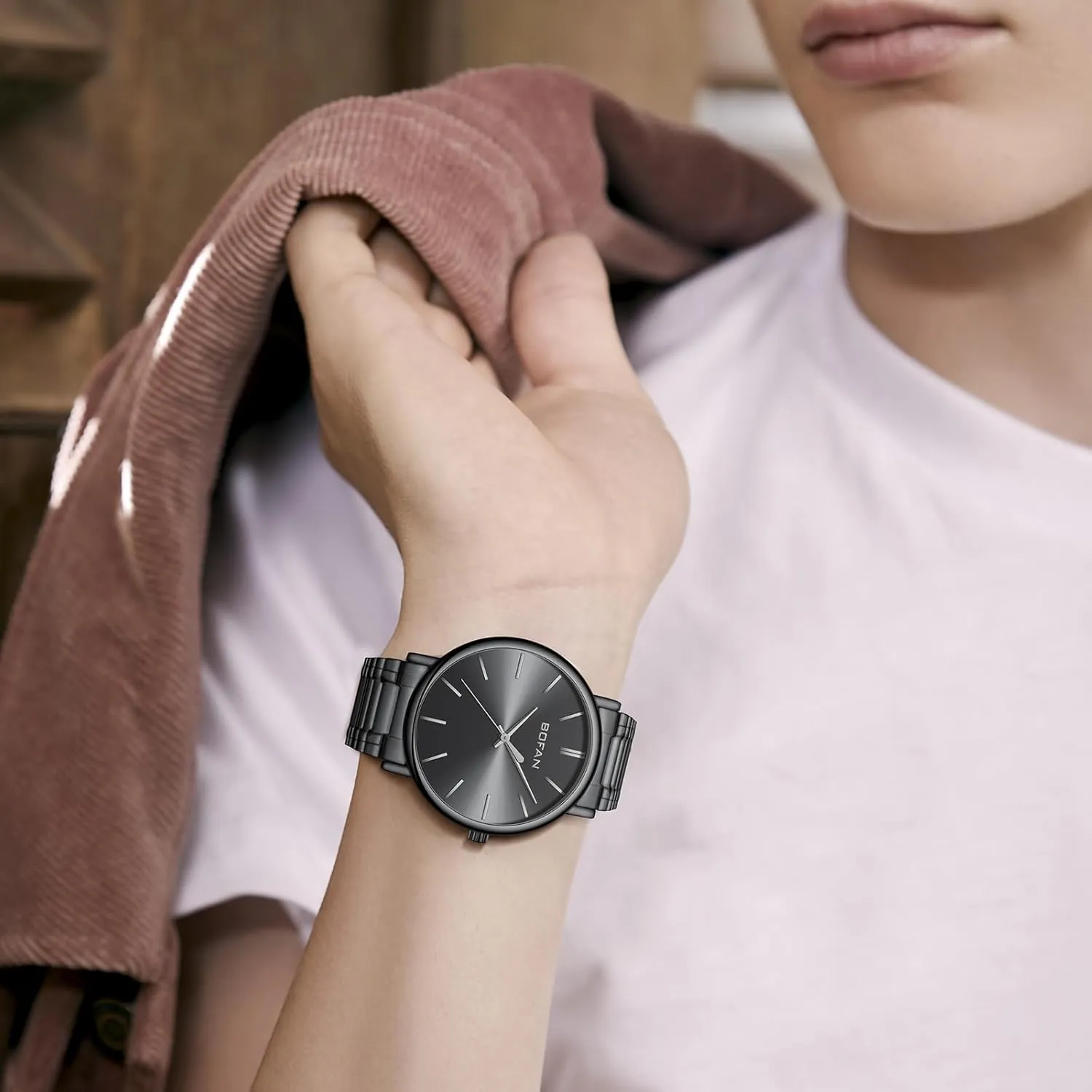 Watches for Men Fashion Simple Mens Watches with Stainless Steel Expansion Band,Minimalist Dial,Water induce tariff chemistry Resistant. BOFAN 