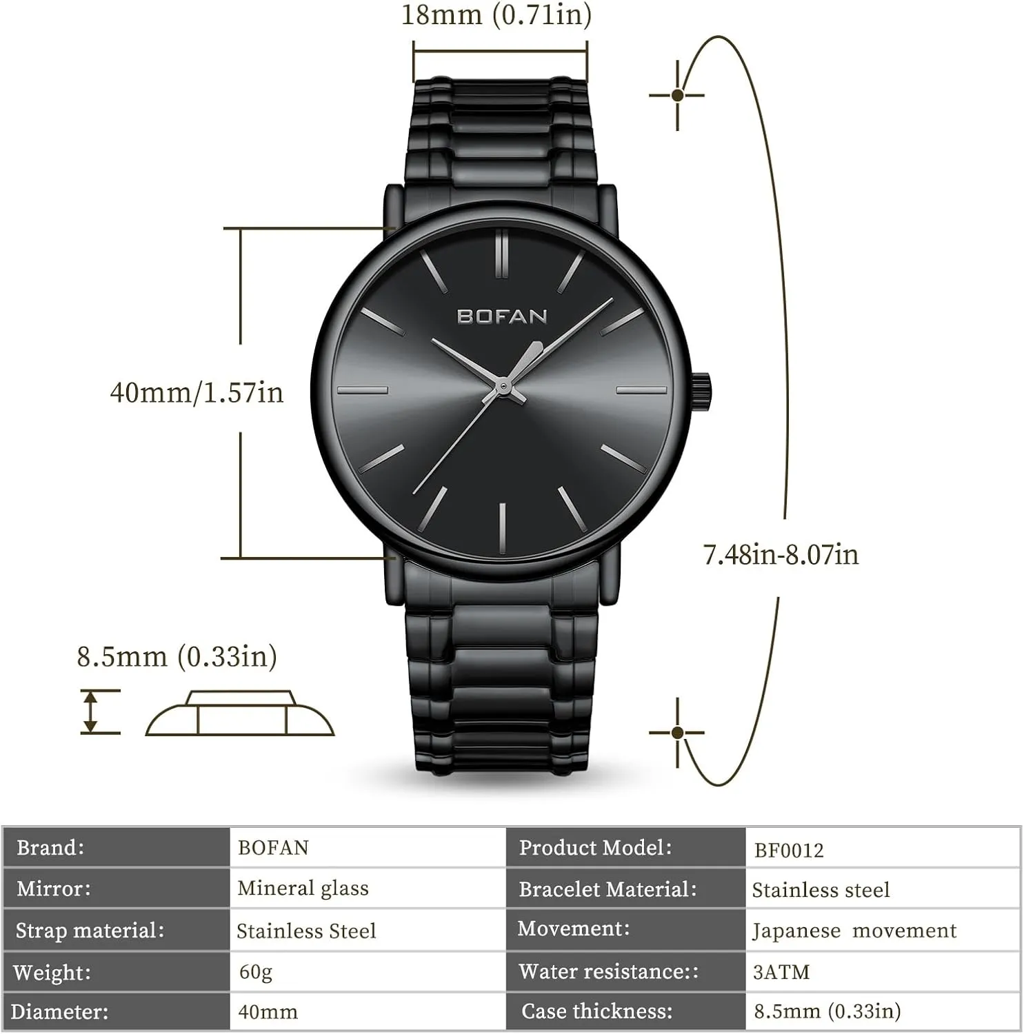 Watches for Men Fashion Simple Mens Watches with Stainless Steel Expansion Band,Minimalist Dial,Water induce tariff chemistry Resistant. BOFAN 