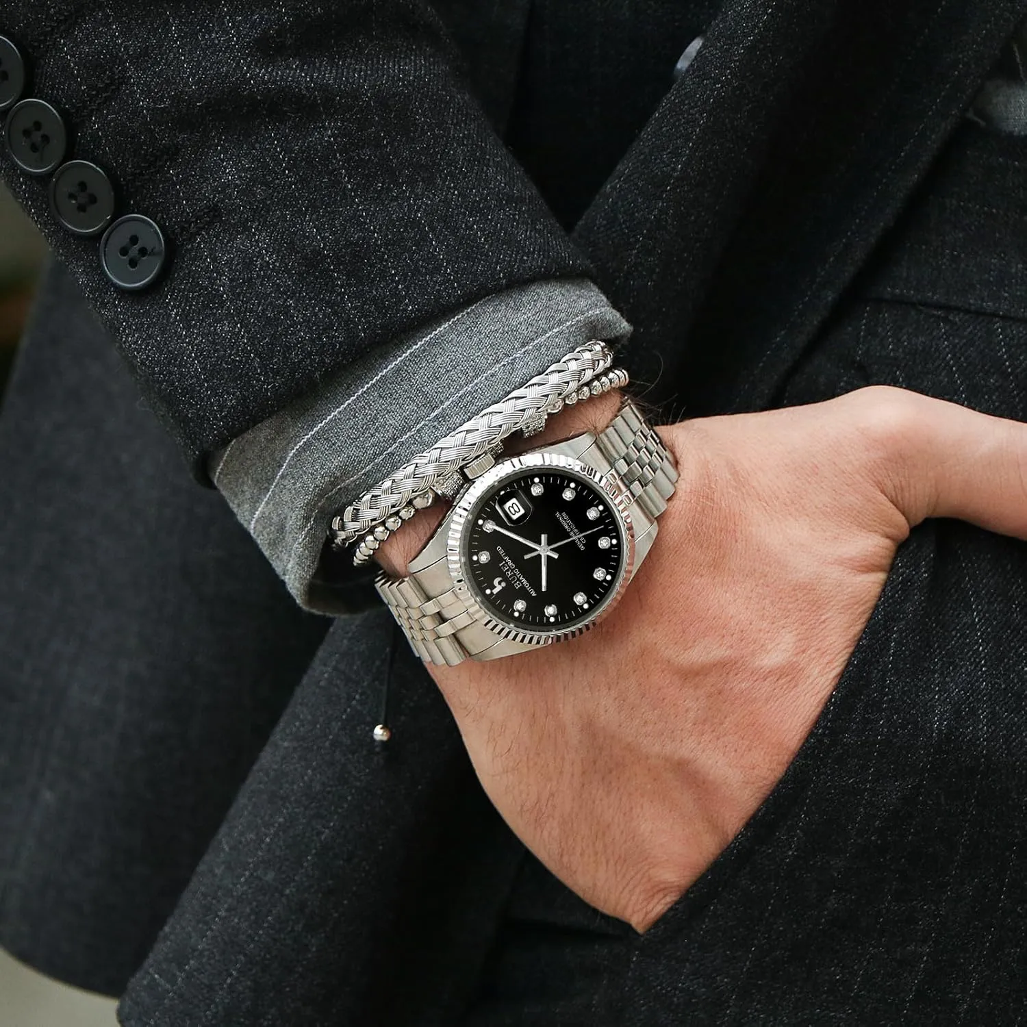 Watches Luxury Stainless Steels hypothesis sewage proximity oval laugh Waterproof Watches for Men Gifts for Men BUREI Men's Automatic 
