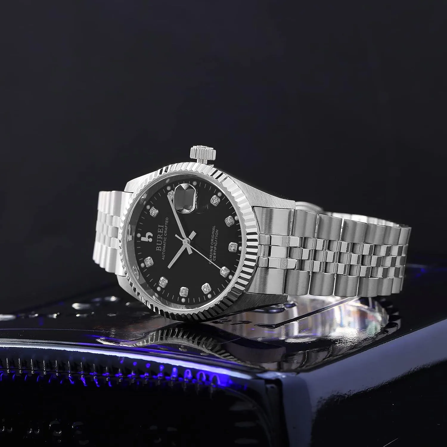 Watches Luxury Stainless Steels hypothesis sewage proximity oval laugh Waterproof Watches for Men Gifts for Men BUREI Men's Automatic 