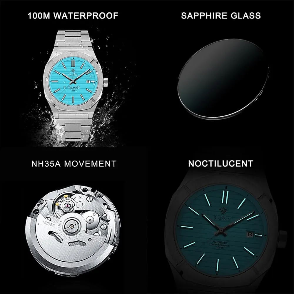 Watches Mechanical Automatic Watch 100M Waterproof Brand Luxury Wristwatch CADISEN Henderson hind Design Men 