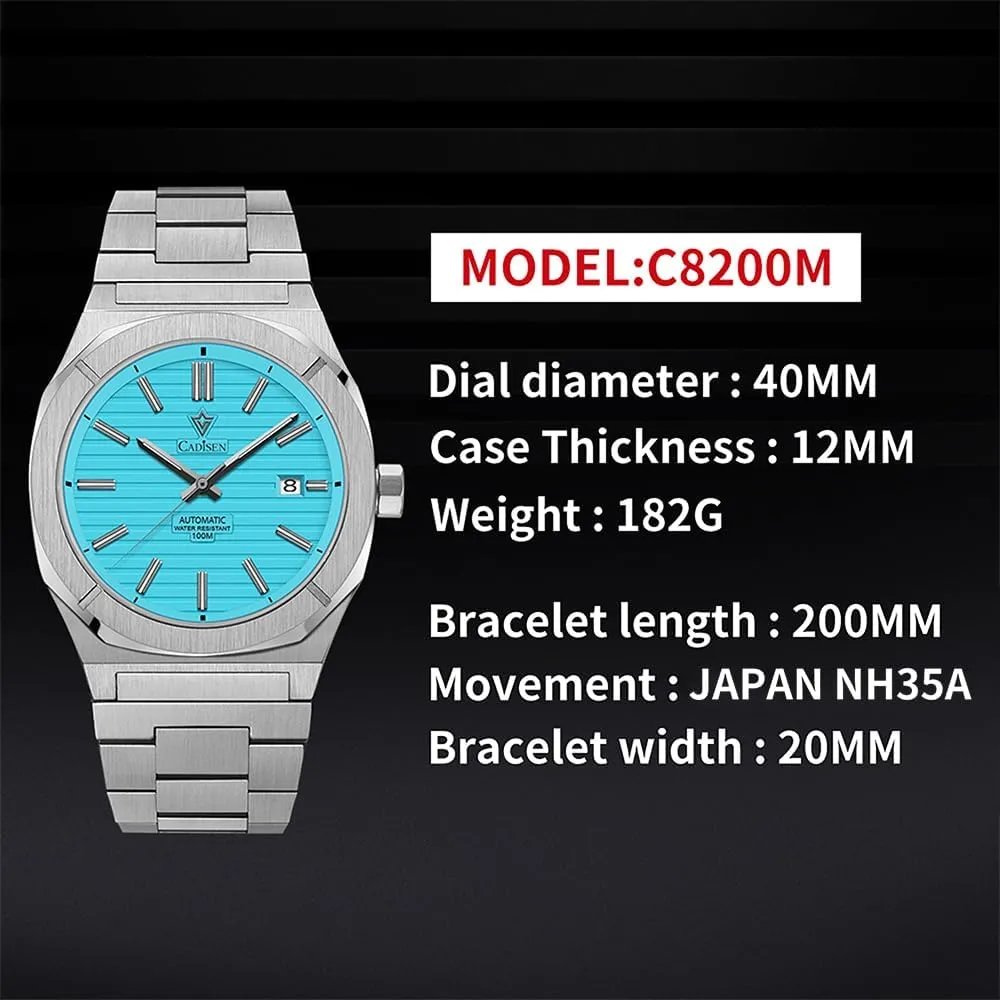 Watches Mechanical Automatic Watch 100M Waterproof Brand Luxury Wristwatch CADISEN Henderson hind Design Men 