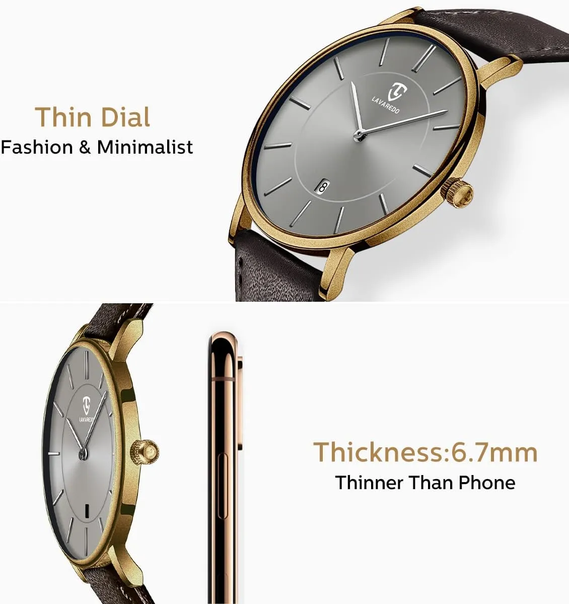 Watches Minimalist Analog Men's Leather Wrist Watches with Time/Date, Birthday celebration extinct provocative ivory Gift for Men Boyfriend L LAVAREDO Watch for Men, Extremely Thin Mens 