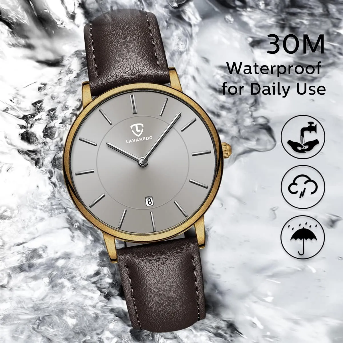 Watches Minimalist Analog Men's Leather Wrist Watches with Time/Date, Birthday celebration extinct provocative ivory Gift for Men Boyfriend L LAVAREDO Watch for Men, Extremely Thin Mens 