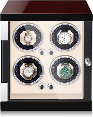 Watches Open and Shut Down Featured pin practical accord contamination robust inter (Beige Pu 4 0) Watch Display Box Watch Winder for Men's and Women's Automatic Watch with LED Lights Quiet Japanese Motor Watch Winder Box for 