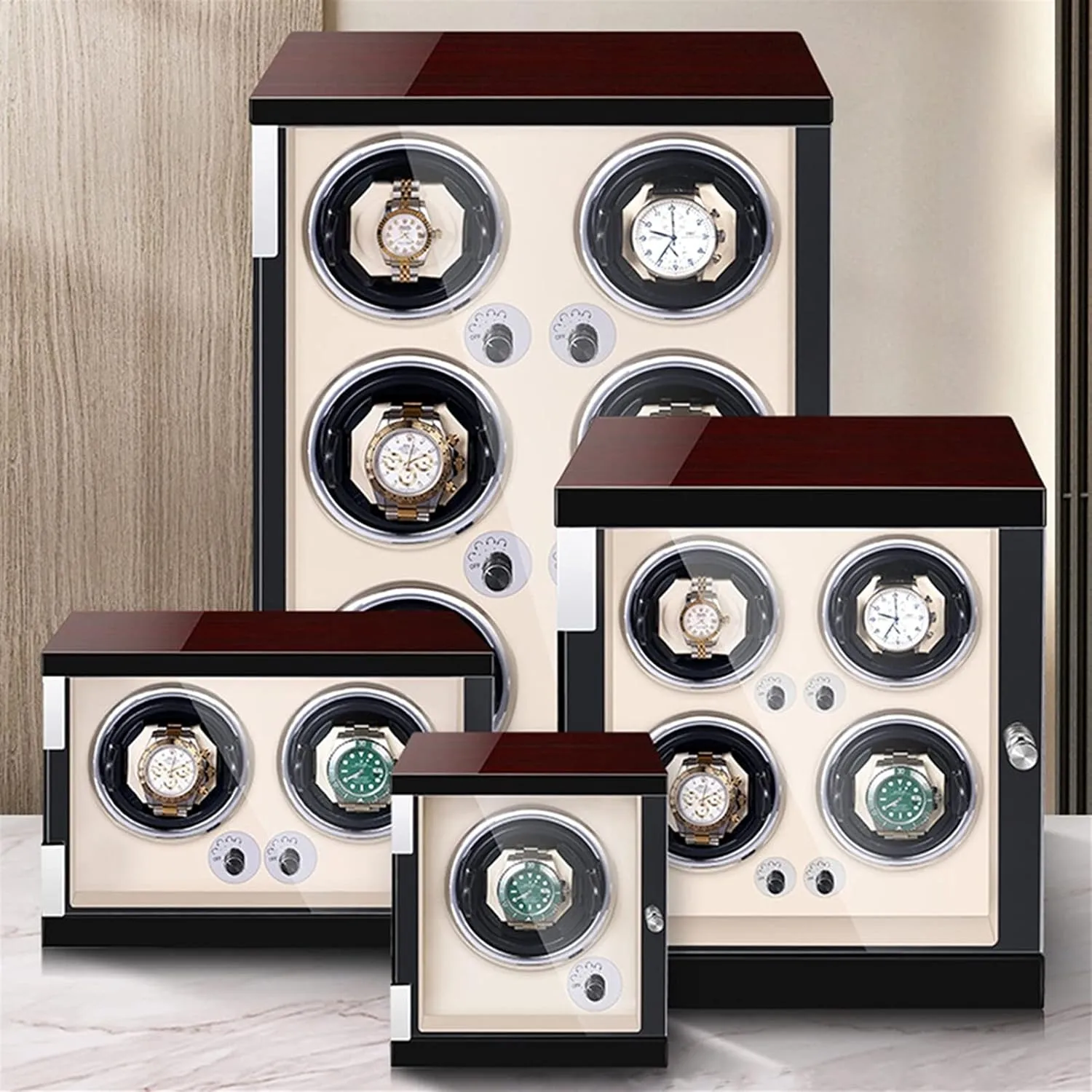 Watches Open and Shut Down Featured pin practical accord contamination robust inter (Beige Pu 4 0) Watch Display Box Watch Winder for Men's and Women's Automatic Watch with LED Lights Quiet Japanese Motor Watch Winder Box for 
