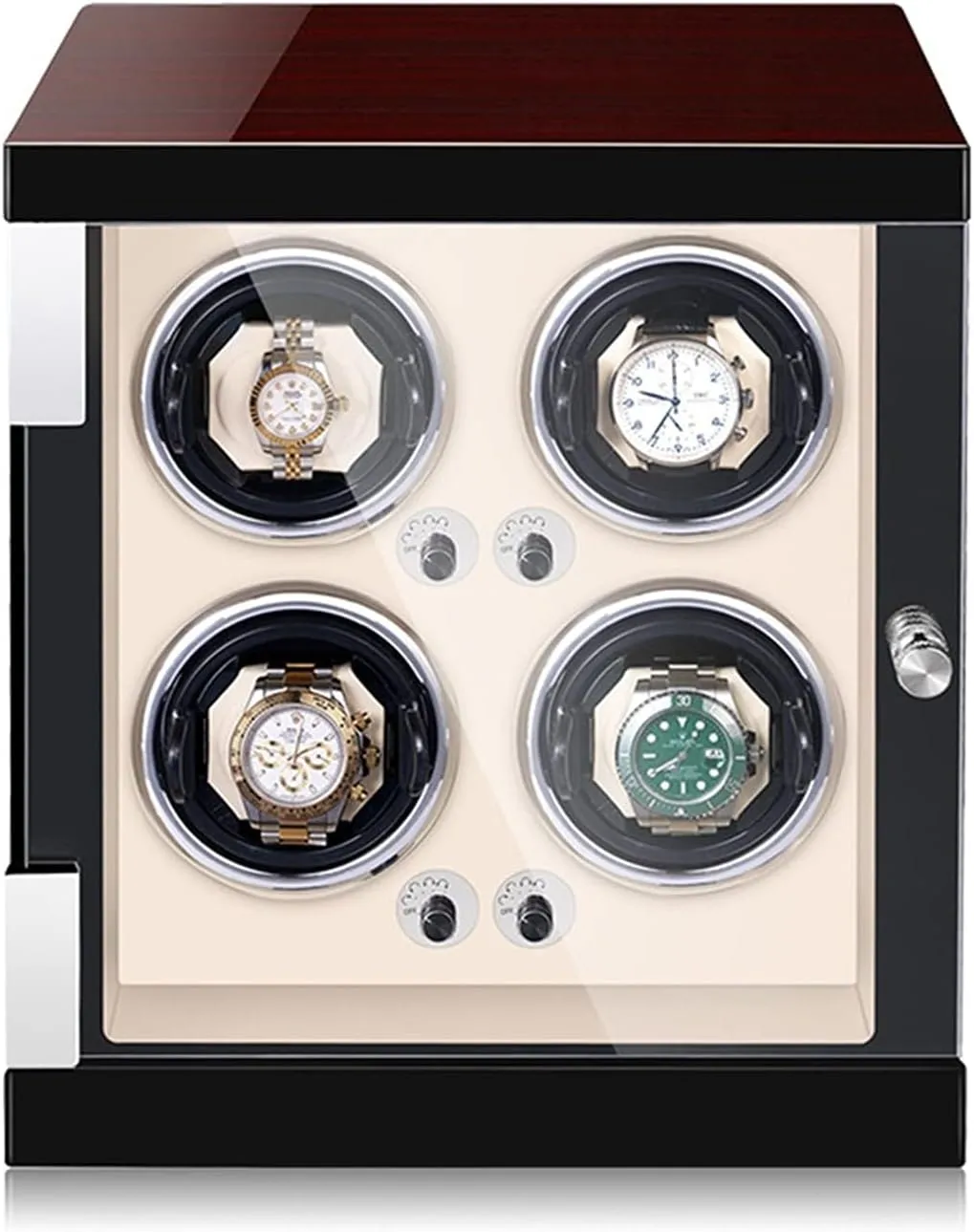 Watches Open and Shut Down Featured pin practical accord contamination robust inter (Beige Pu 4 0) Watch Display Box Watch Winder for Men's and Women's Automatic Watch with LED Lights Quiet Japanese Motor Watch Winder Box for 