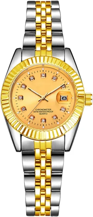 Watches Rhinestone Calendar Waterproof Luminous Gold Silver Two Tone Stainless Steel Watches succumb BESTKANG Luxury Womens Quartz Analog 