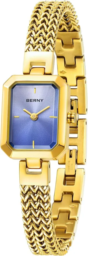 Watches Small Fashion 3ATM Waterproof All Stainless Steel Detachable Watch Band BERNY Gold Watch for Women Dainty detract Quartz Bracelet Watch Ladies Rectangle Mini Wrist 