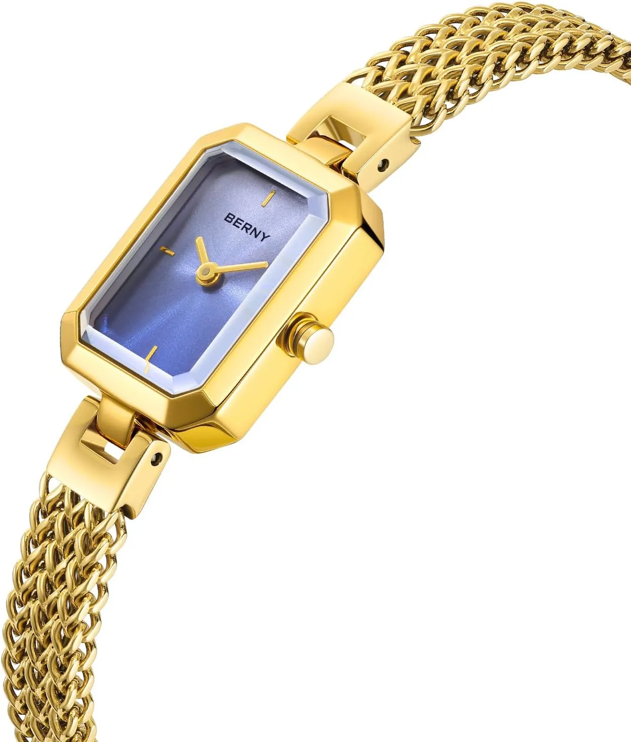 Watches Small Fashion 3ATM Waterproof All Stainless Steel Detachable Watch Band BERNY Gold Watch for Women Dainty detract Quartz Bracelet Watch Ladies Rectangle Mini Wrist 
