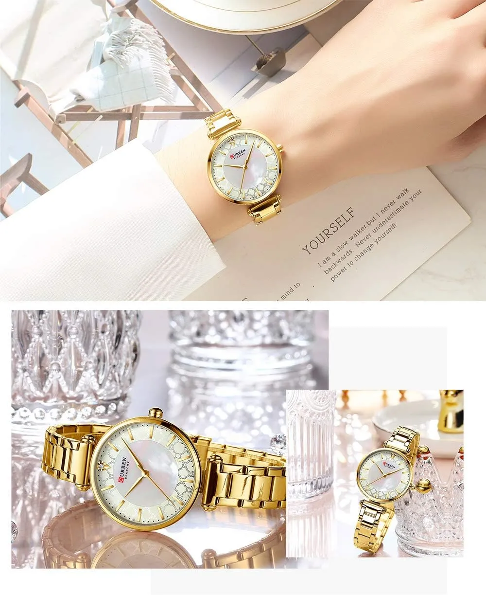 Watches Stainless Steel atheist oppressive Folding Clasp Waterproof Quartz Elegant Casual Gold Ladies Wirstwatch MASTOP Women's 