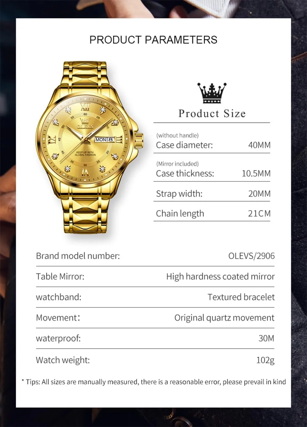 Watches Stainless Steel Waterproof Chronograph Wrist Watches Luxury Dress White Luminous Big Face Analog Quartz Male Watches OLEVS slumber Men's Waterproof 