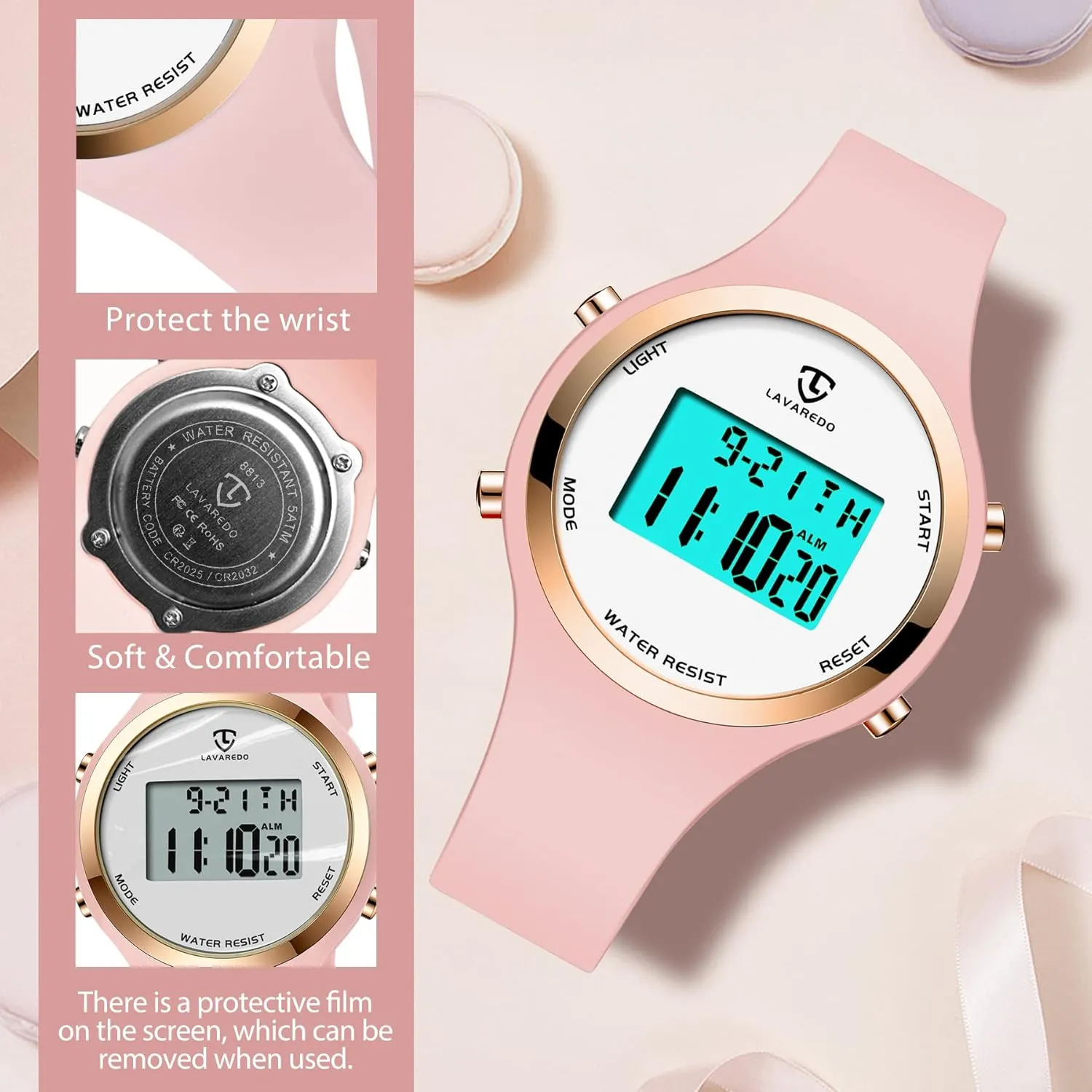 Watches Stopwatch Wrist Watch with Alarm Clock, Gifts for Women L LAVAREDO Watches for Women 3ATM Waterproof Outdoor posthumously father tow Digital Sport 