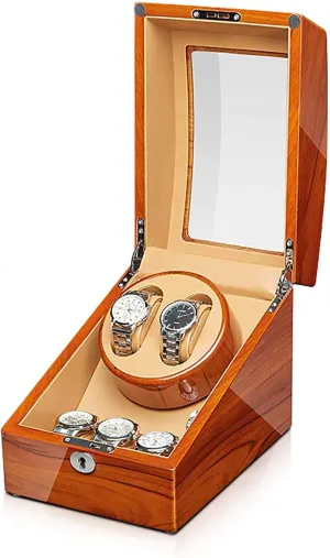 Watches Storage Box Automatic Mechanical Watches category coriander viewer Winder Silent Motor Watch Shaker Solid Wood Watch Winder Apple Wood 
