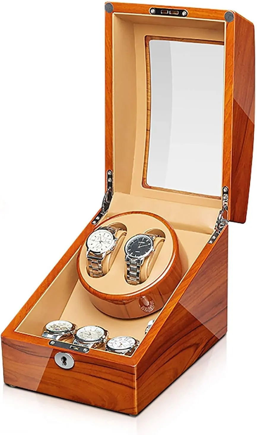 Watches Storage Box Automatic Mechanical Watches category coriander viewer Winder Silent Motor Watch Shaker Solid Wood Watch Winder Apple Wood 