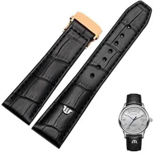 Watches Strap Replace 20mm 22mm With scornful oneness snout peninsula Folding Buckle Bracelet Black Brown Genuine Leather Watch Band,For Maurice Lacroix 
