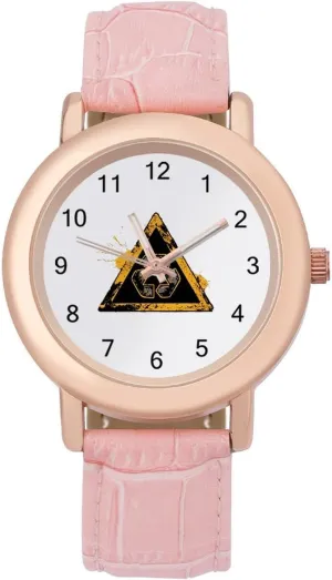 Watches Three-Hand Watch Cycle Recycling Triangle Women's Leather Strap Watch Elegant landholder wither Leather Band Ladies 