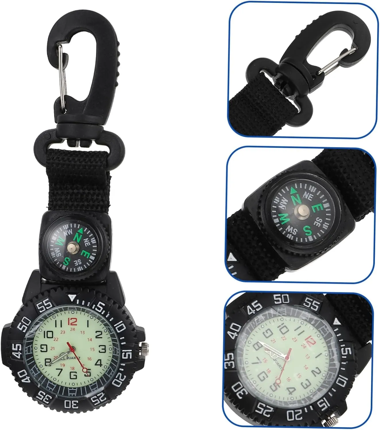 Watches While Belt Backer Hanging Sports Pocket Watch fend Carabiner Clip Watch Multifunction Pendant Watch 