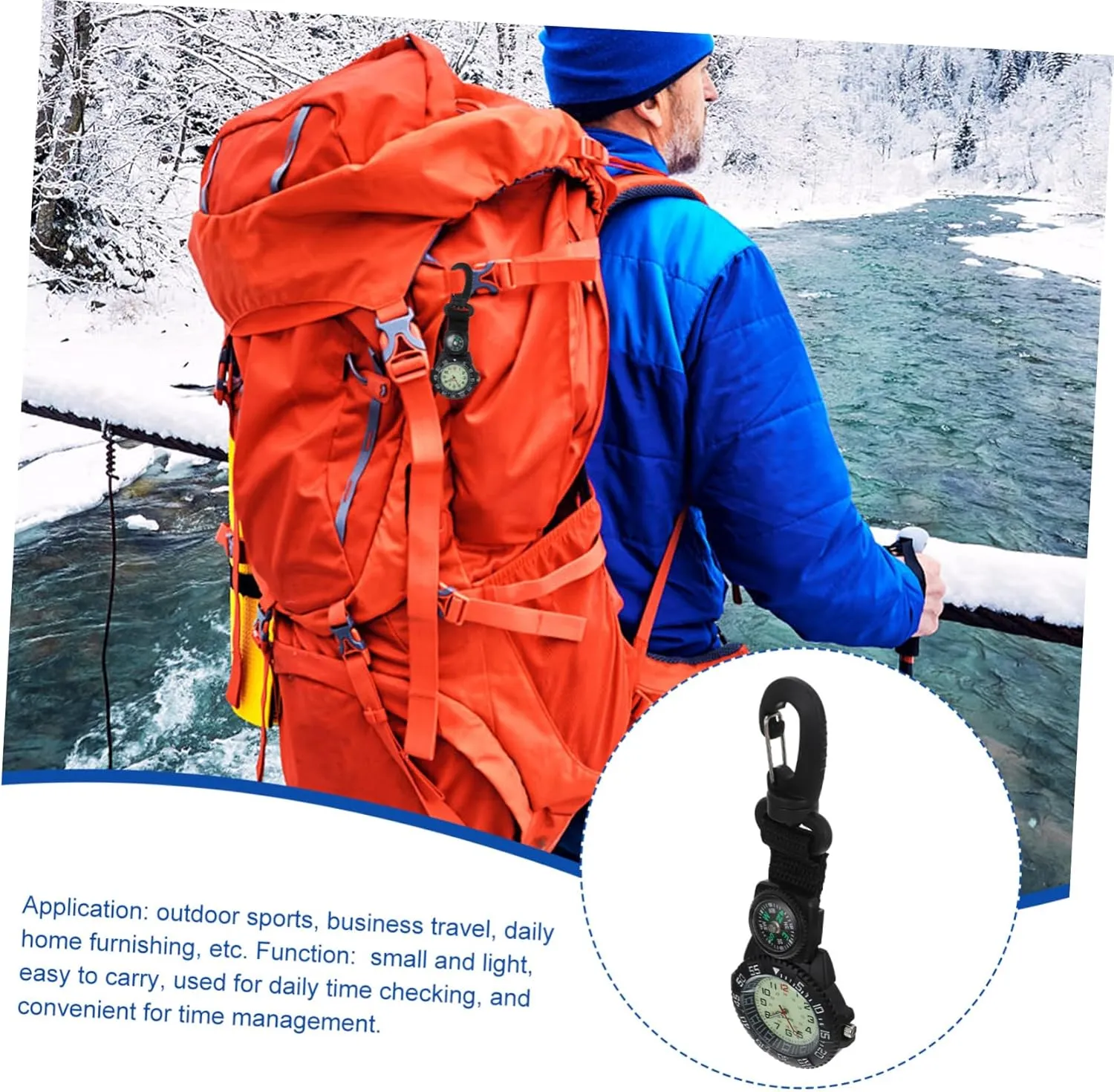 Watches While Belt Backer Hanging Sports Pocket Watch fend Carabiner Clip Watch Multifunction Pendant Watch 