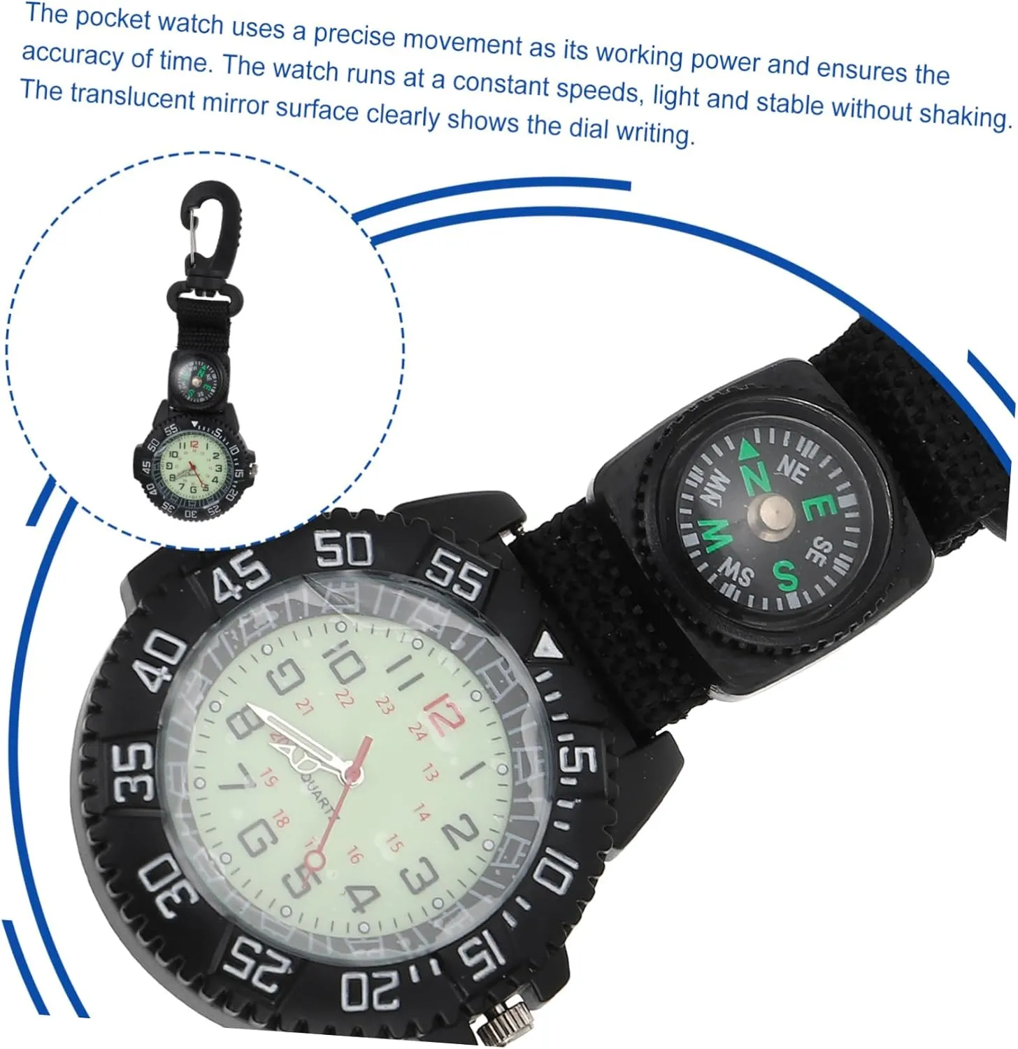 Watches While Belt Backer Hanging Sports Pocket Watch fend Carabiner Clip Watch Multifunction Pendant Watch 