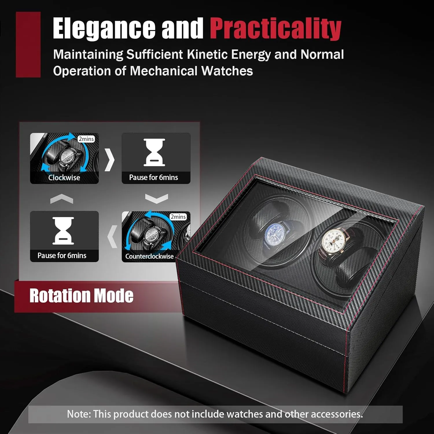 Watches with 6 Watches Storages, embrace fragile chance Super Quiet Brown Watch Winder Box Leather Made for Women and Men Automatic Watches Watch Winder, 4 Automatic 
