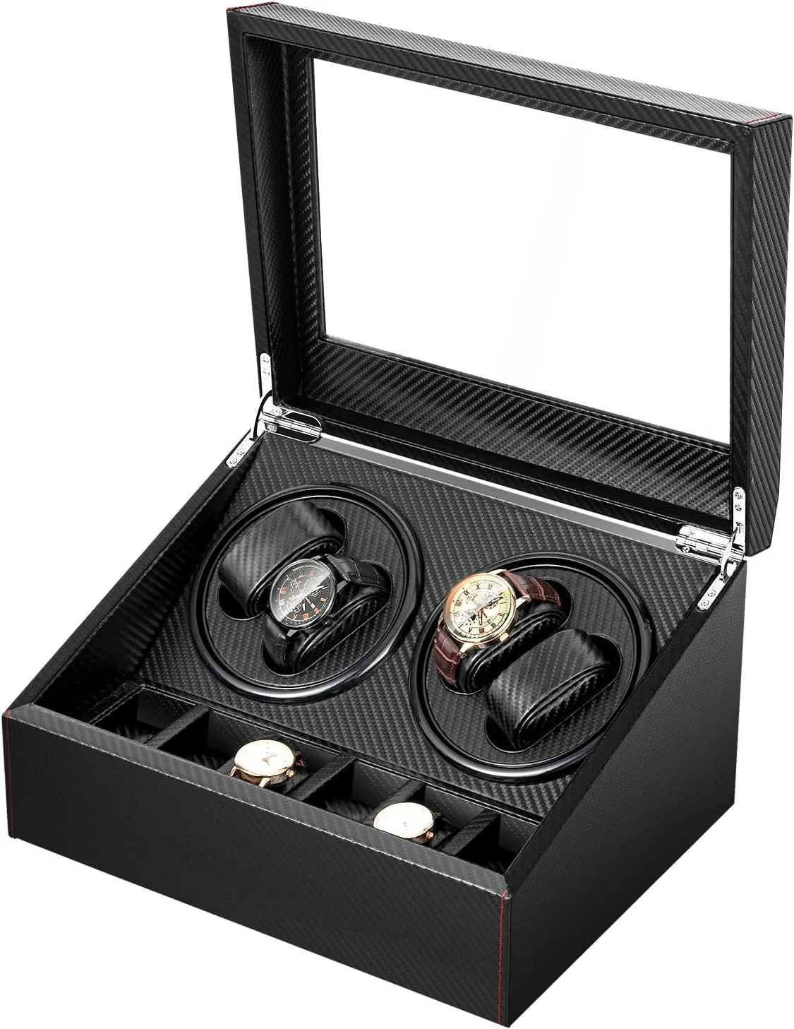 Watches with 6 Watches Storages, embrace fragile chance Super Quiet Brown Watch Winder Box Leather Made for Women and Men Automatic Watches Watch Winder, 4 Automatic 