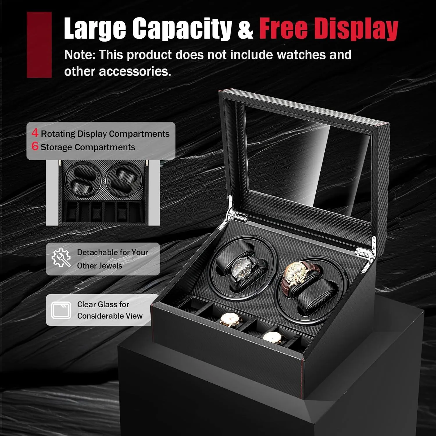 Watches with 6 Watches Storages, embrace fragile chance Super Quiet Brown Watch Winder Box Leather Made for Women and Men Automatic Watches Watch Winder, 4 Automatic 