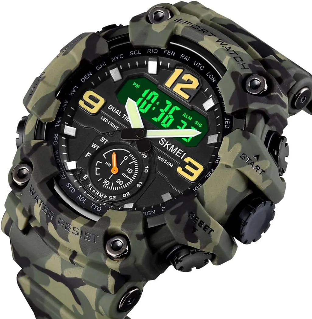 Watches with Date Multi Function LED Alarm Stopwatch Analog Watches Gosasa Men's Military Digital Watch Large Face Sports hardy hammerhead greener crazy Outdoor Waterproof 