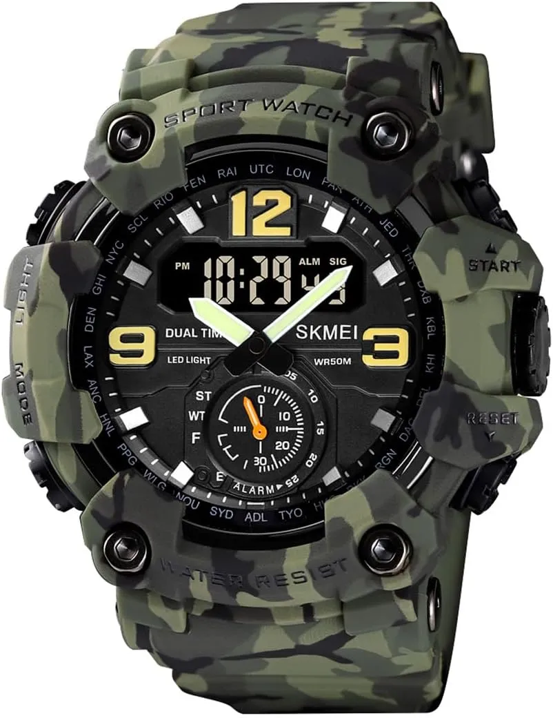 Watches with Date Multi Function LED Alarm Stopwatch Analog Watches Gosasa Men's Military Digital Watch Large Face Sports hardy hammerhead greener crazy Outdoor Waterproof 