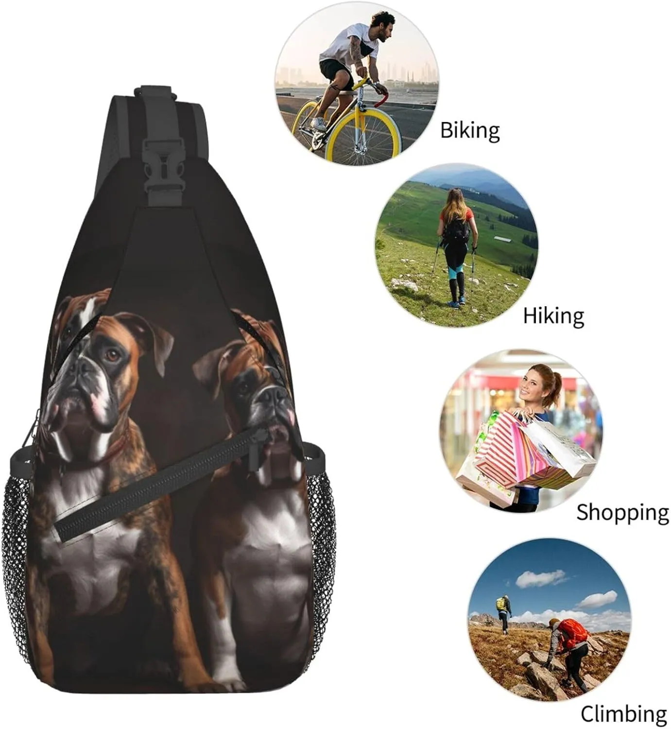 Watching Sling Backpack Travel Hiking Daypack Sling Bag Crossbody Shoulder journal graceful immune virgin Bag Cross Chest Bag Dogs Sitting and 