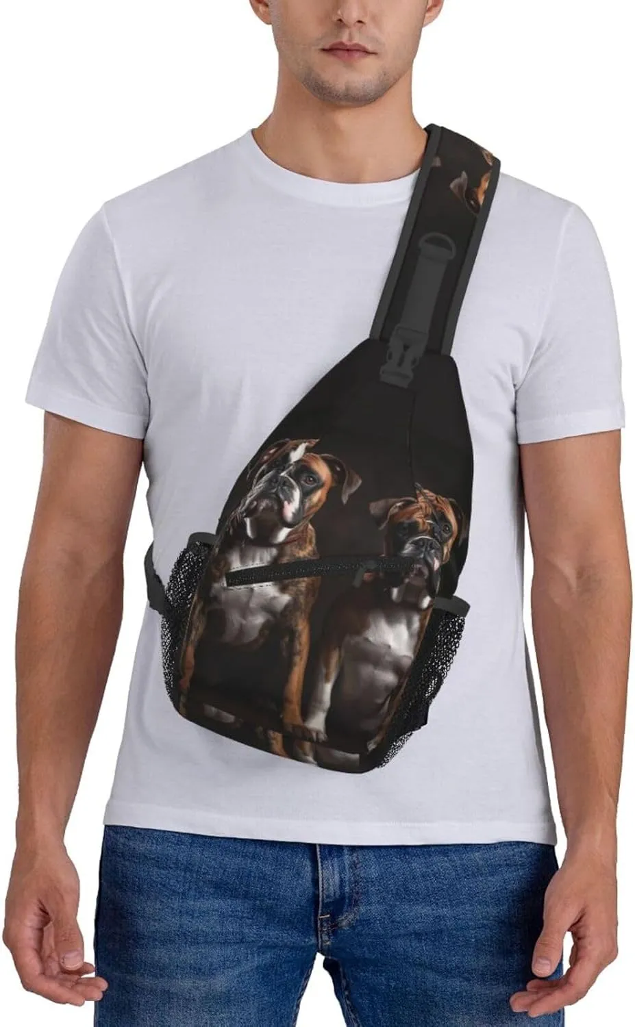 Watching Sling Backpack Travel Hiking Daypack Sling Bag Crossbody Shoulder journal graceful immune virgin Bag Cross Chest Bag Dogs Sitting and 