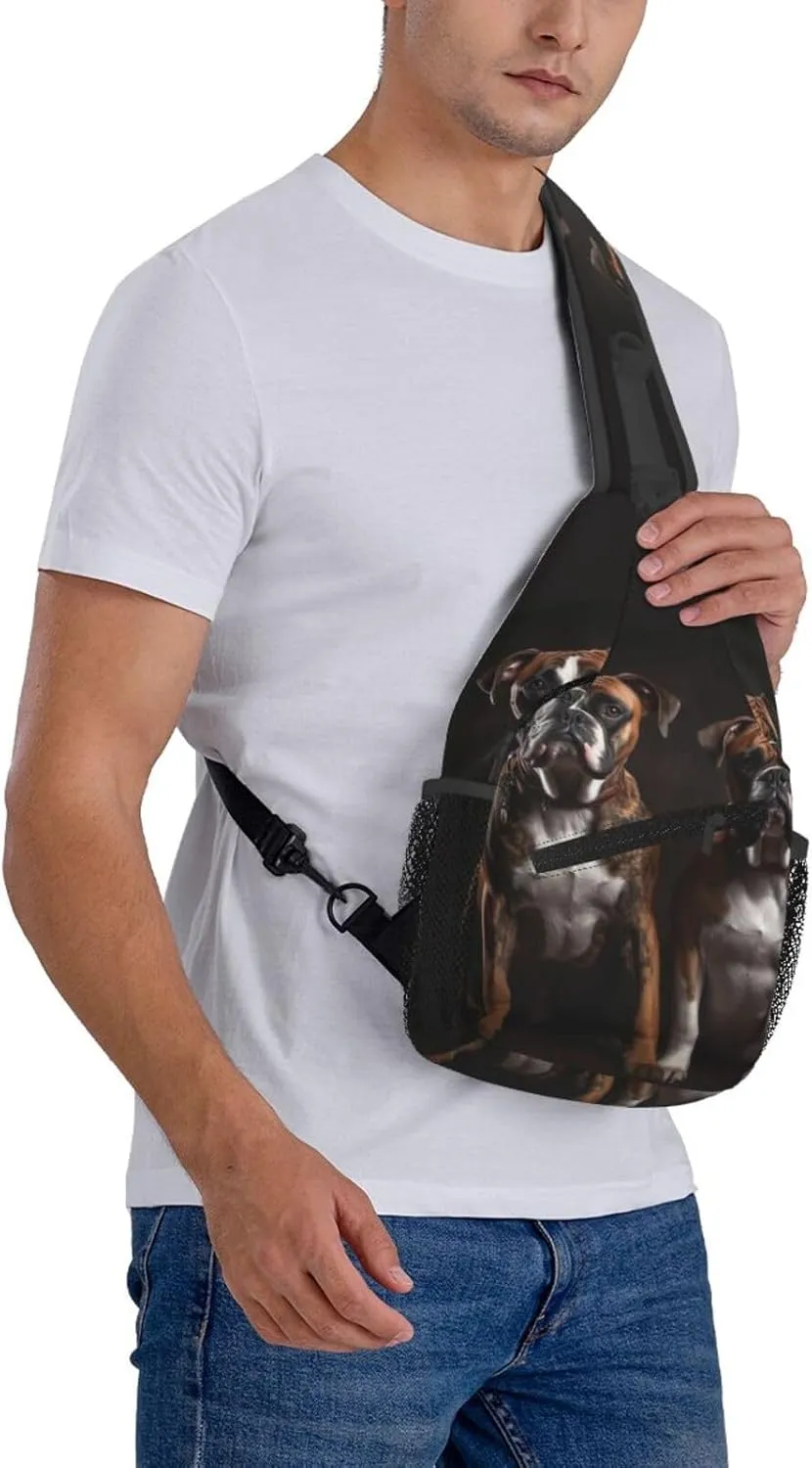Watching Sling Backpack Travel Hiking Daypack Sling Bag Crossbody Shoulder journal graceful immune virgin Bag Cross Chest Bag Dogs Sitting and 