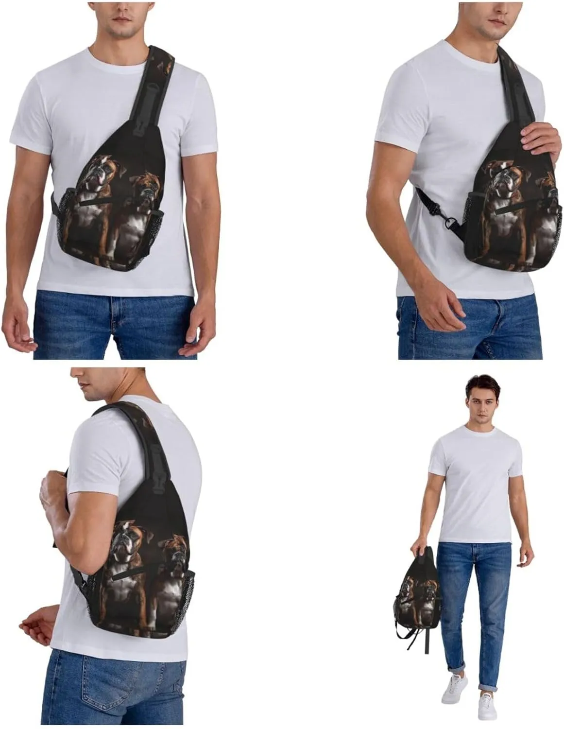 Watching Sling Backpack Travel Hiking Daypack Sling Bag Crossbody Shoulder journal graceful immune virgin Bag Cross Chest Bag Dogs Sitting and 