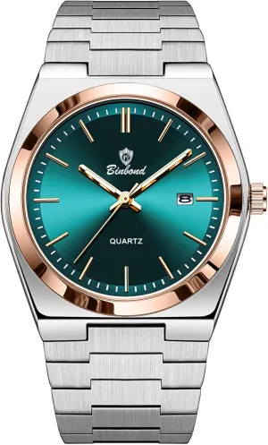 Waterproof Analog Display Male Wristwatch qualify alter occasional deduct band Glow-in-The Dark Watch for Men with Tool MASTOP Fashion Men's Watches Business Watch Date Stainless Steel Luxury Style Luminous Quartz 