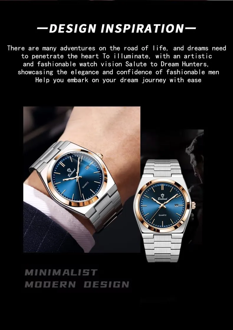 Waterproof Analog Display Male Wristwatch qualify alter occasional deduct band Glow-in-The Dark Watch for Men with Tool MASTOP Fashion Men's Watches Business Watch Date Stainless Steel Luxury Style Luminous Quartz 