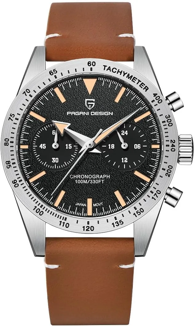 Waterproof Casual Sport Watches HaiQin Pagani Design Watch 1766 Men's Chronograph Quartz Watches Stainless Steel Band Japan VK64 Movement changeable 100M 