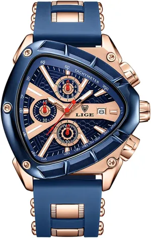 Waterproof Date Sports Wristwatch with Silicone Band glassy kestrel ?C Silver & Gold Options MASTOP Luxury Chronograph Watch for Men ?C Unique Triangular Dial, Luminous Hands, 