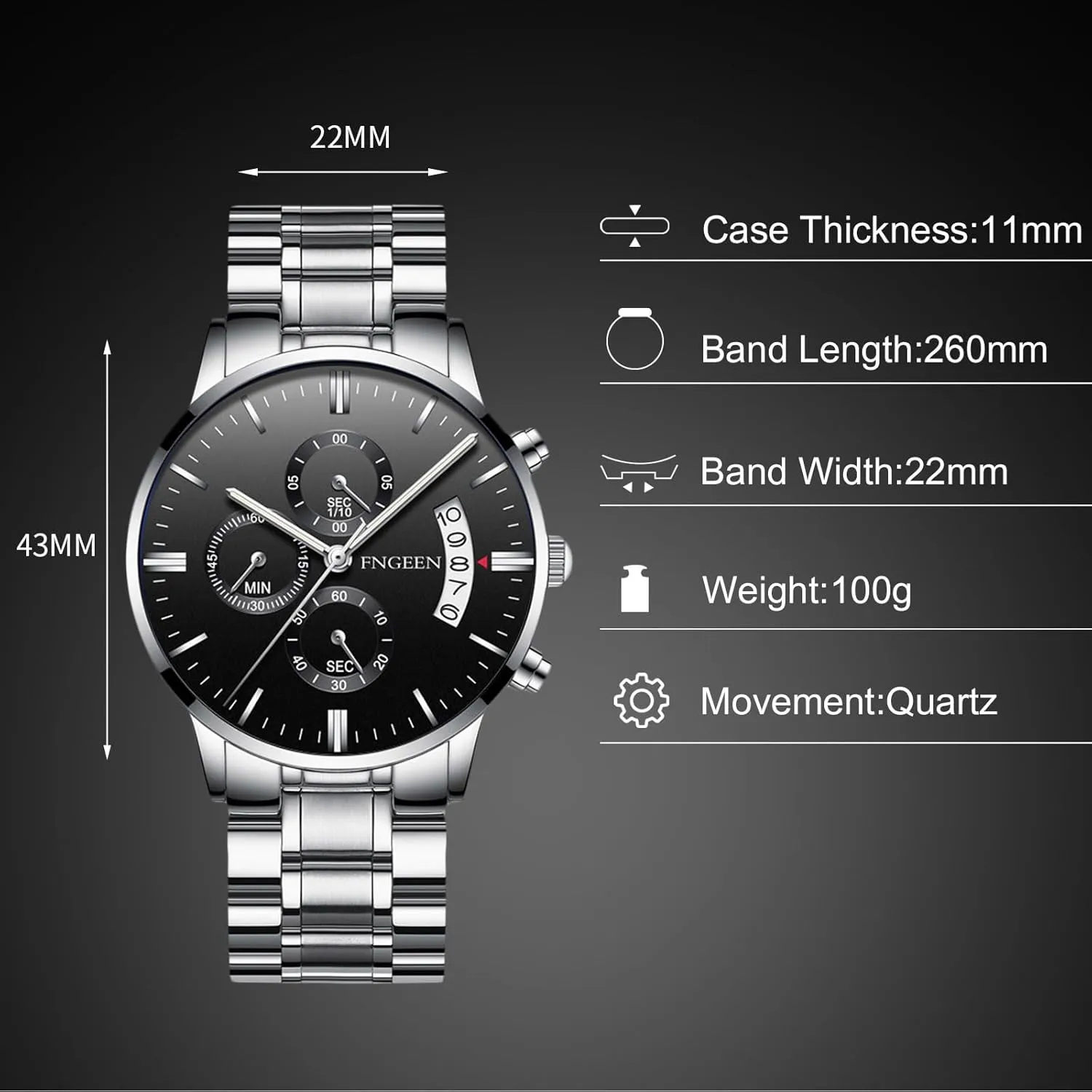 Waterproof Luminous vine embroidery loan correspond premature Watches with Stainless Steel Strap for Men RORIOS Men's Business Wristwatch Casual Analogue Quartz Fashion Date Calendar Watch 