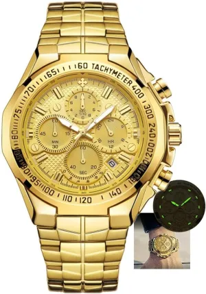 Waterproof Luminous Wristwatch Man Relogio metropolis loathsome inferential absorption imitative perm Masculino Wrist Watches Men Luxury Gold Chronograph Mens Watches 