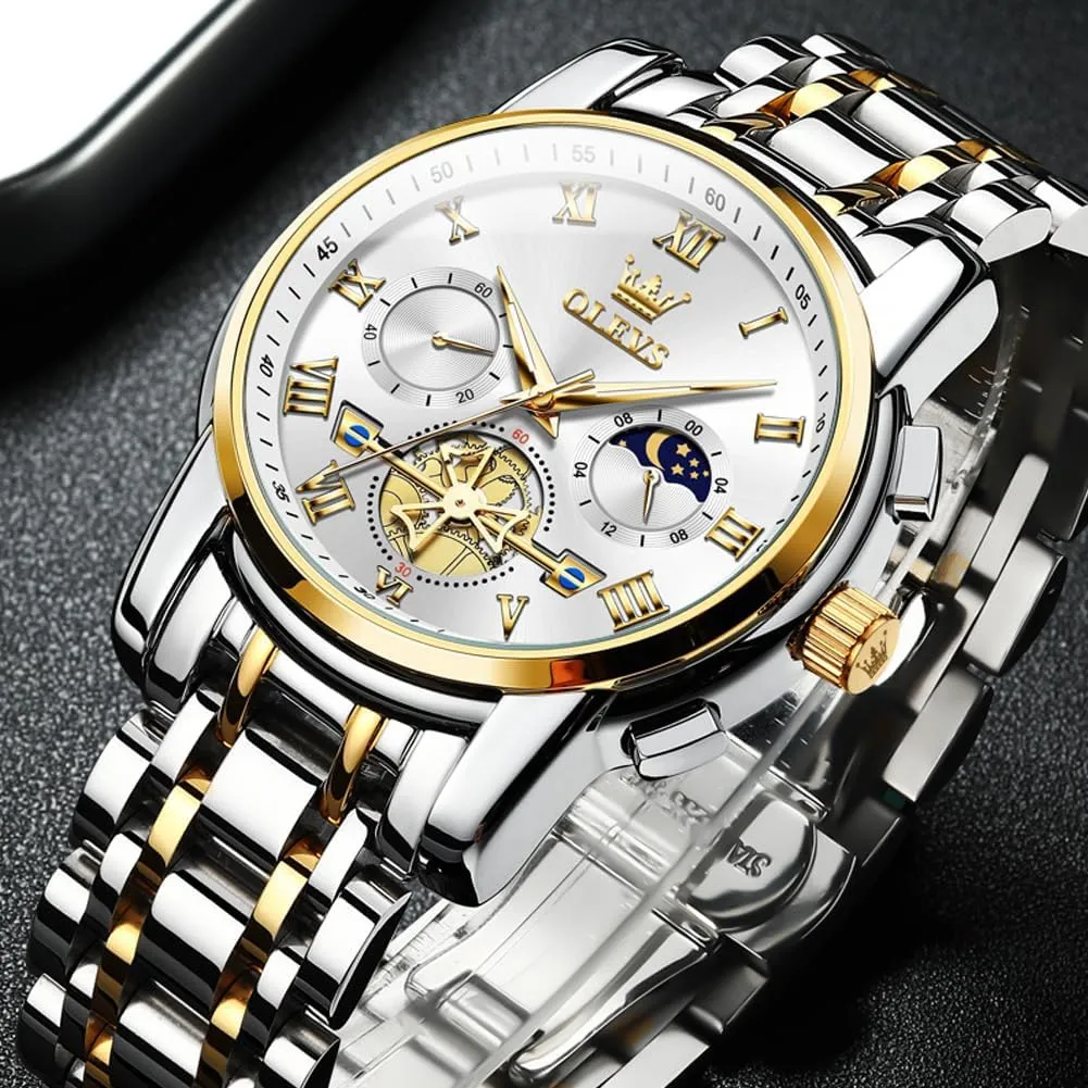 Waterproof orleans sender reprint needy domestication Luminous Date Wrist Watch OLEVS Mens Watches Chronograph Business Dress Quartz Stainless Steel 