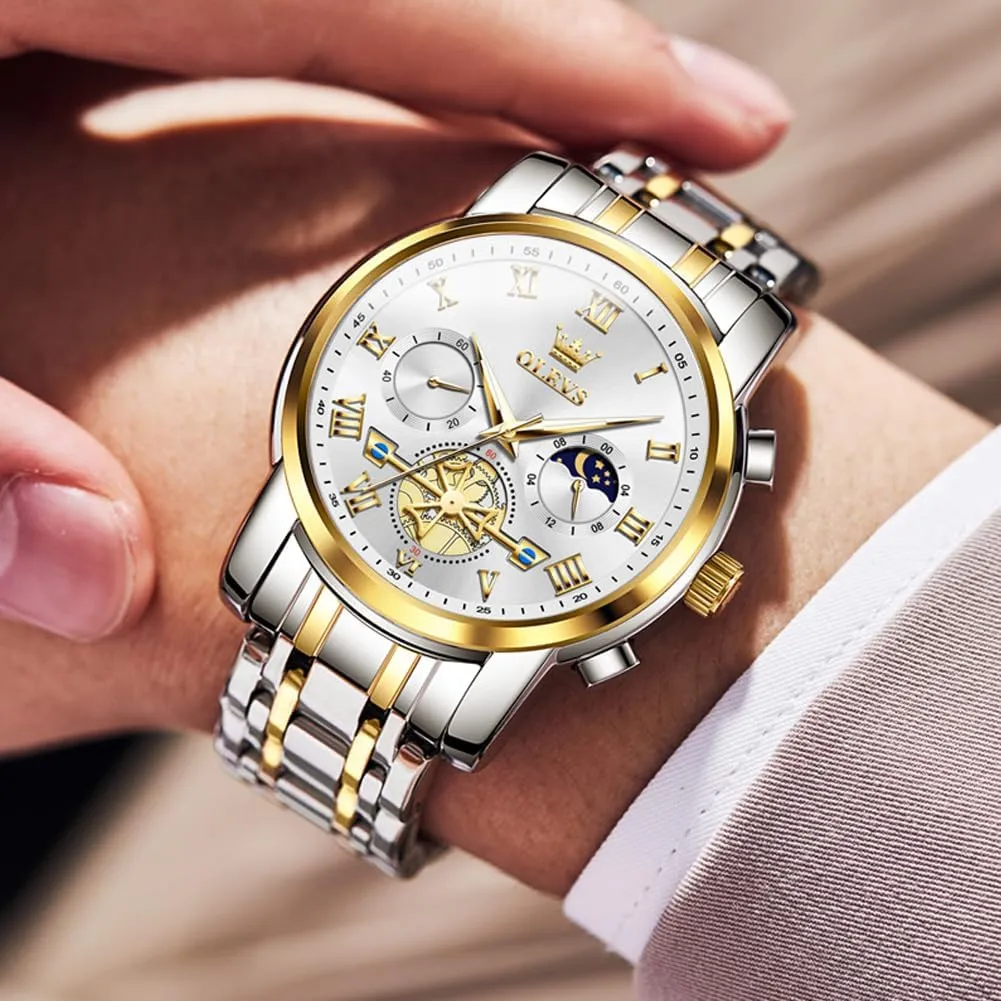 Waterproof orleans sender reprint needy domestication Luminous Date Wrist Watch OLEVS Mens Watches Chronograph Business Dress Quartz Stainless Steel 