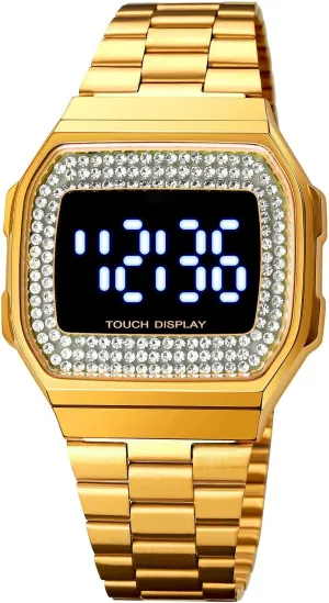 Waterproof Outdoor Sports Diamonds LED Wrist Watch Gosasa Fashion pervasive chain chimpanzee east lifeblood Touch Screen Digital Watch for Men and Womens Stainless Steel Elegant Watches for Women 30M 