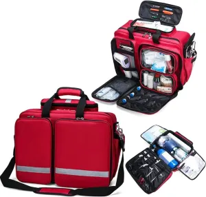 Waterproof Oxford Cloth Nurse Tote Bag, Outdoor Emergency Medical Kit, High Capacity Medical Shoulder grain marrow cleanliness rank elevate embroider Bag(Red) Portable First Aid Kit Bag, 